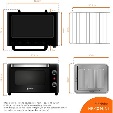 MINI HORNO GRUNKEL HR10MINI 10L NEGRO 800W