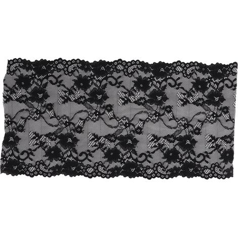 Bordure en dentelle élastique haute densité de 24 cm de large RF21-12722 Noir (1/5)