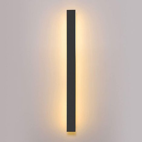 murale longue noire créative,  murale rectangulaire à LED avec abat-jour en acrylique, rondelles murales à bande étanche extérieure pour porche, salon, mur extérieur près de la piscin (1/5)