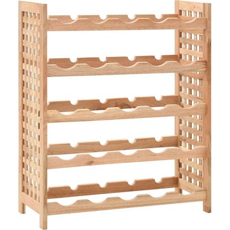 Wine Rack for 25 Bottles Solid Walnut Wood 63x25x73 cm vidaXL