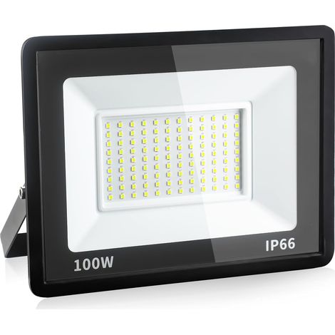 Projecteur LED d'extérieur, 100-265 Volt, Projecteur LED Boîtier aluminium Projecteur d'extérieur étanche Haute luminosité Projection linéaire sans prise, 100 Watt (1/4)