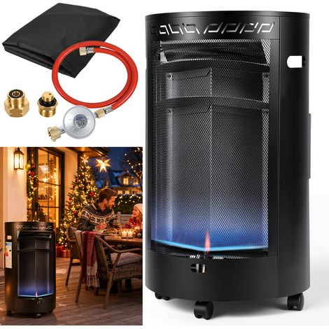 Wolketon Blue Flame Gasheizer 4200W halbrund, 2 Heizstufen, ODS, Piezozündung, 4 Rollen, inkl. 2 EU-Adaptern (1/5)