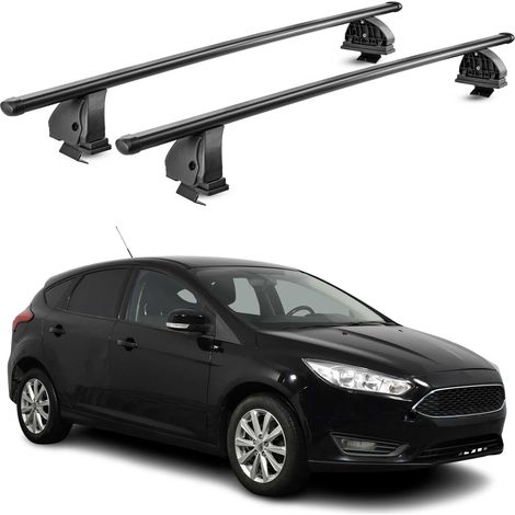 OMAC Stahl Dachträger Querträger Ford Focus III Schrägheck Kombi 2011-2018 – TÜV / DIN 75302:2019 – Abschließbar – Max. 75 kg – 2 Stangen – Schwarz (1/5)