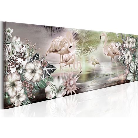Quadro - Flamingoes and Flowers - 150x50 (1/4)