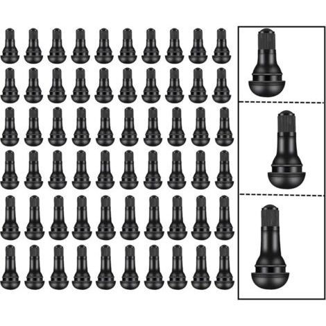 BARKBUSTERS 60 pièces Valve de Pneu, Voiture Pneu Tubeless Valve Bouchon, Valves Tubeless pour Pneus de Voiture, TR412/TR413/TR414 Valves en Caoutchouc de Voiture à Encliqueter, Noir (1/4)
