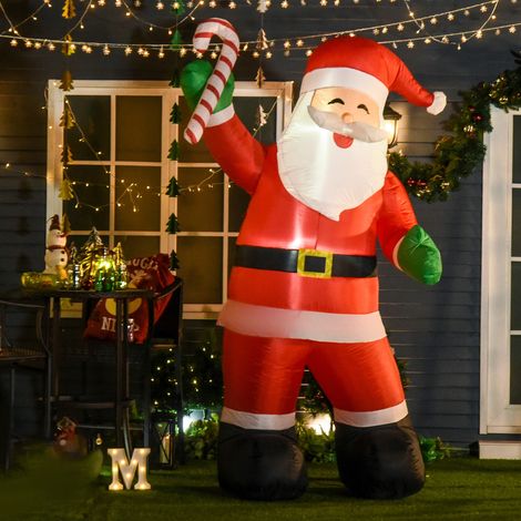 Décoration de Noël gonflable, Père Noël de 2,4 m avec éclairage LED, canne en sucre, pour l'intérieur et l'extérieur (1/5)