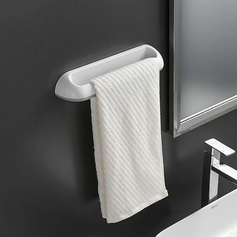 RHG Anneaux porte-serviettes auto-adhésifs Anneaux porte-serviettes en plastique de haute qualité pour salle de bain cuisine Wc, blanc