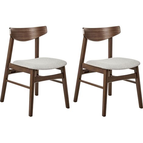 Set di 2 sedie da pranzo in tessuto grigio e struttura in legno scuro Smiley