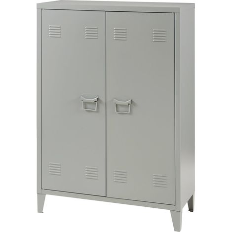 Taquilla metálica de oficina con 2 puertas 110 x 75 x 33 cm gris oscuro 030009180