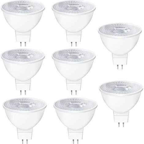Ampoules LED GU5.3 MR16 12V, 5W Equivalent à 50W Lampe Traditionnelle, Blanc Chaud 2700K, 550LM, 38° Angle, Ampoules LED Spot MR16 12V AC/DC Lampe Réflecteur Non Dimmable,8 Pièces [Classe énergétique (1/5)