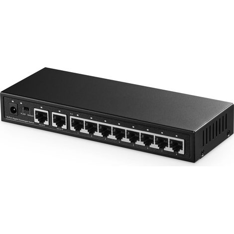 Commutateur Ethernet Gigabit 10 ports, 8 ports 100/1000 Mbps, liaison montante 2 Gigabit, prise en charge VLAN, boîtier en métal non géré Plug and Play, 10X1G (1/5)