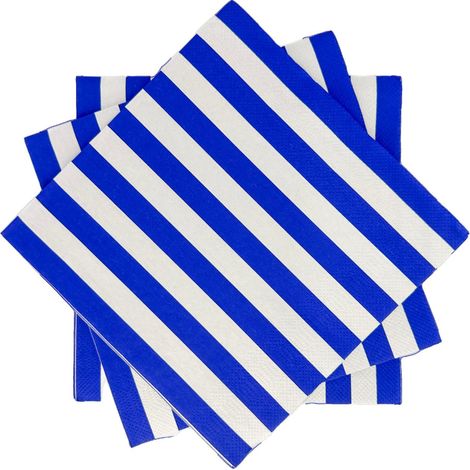 Serviettes rayées vertigineuses 33x33 cm Blanc et bleu randig duka (1/3)