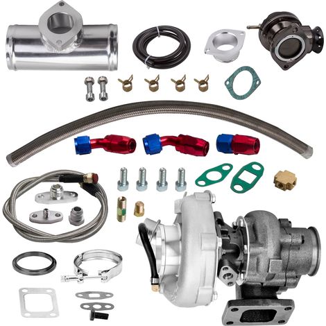 T3/T4 T04E Turbo V-Band 400+HP Internal Wastegate+Oil Return + Feed Line&BOV (1/5)