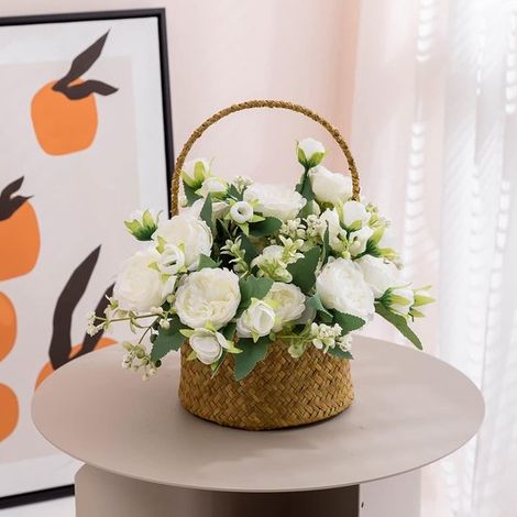 4 ramos de peonías artificiales，ramos de peonías de seda para centros de mesa de boda，decoración del hogar y la cocina (1/5)