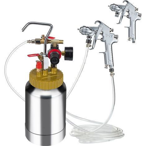 Pot de peinture sous pression 2L/0,5gal, léger, buse 1,8mm, pistolets de pulvérisation, tuyaux 3m, 45PSI max, pour décoration intérieure, architecture, construction et automobile. (1/5)