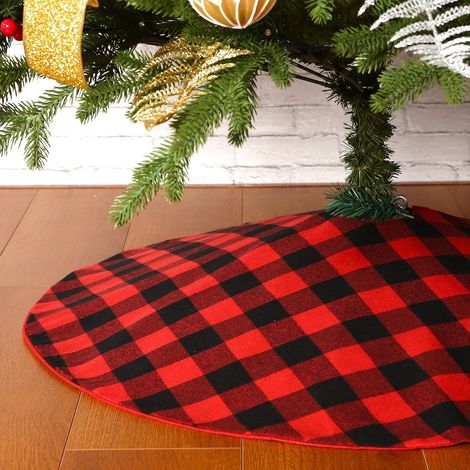 Jupe de sapin de Noël 91,44 cm, jupe de sapin de Noël à treillis avec décorations festives de Noël (1/3)