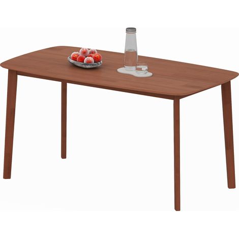 Mesa de comedor, madera maciza de pino, superficie lacada, 150 x 80 cm, marrón