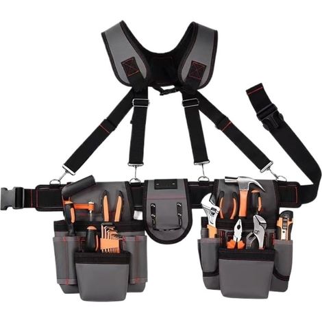 Bardusch-Ceinture porte-outils multifonctionnelle pour électricien, sac banane en tissu Oxford résistant avec bretelles antidérapantes (1/4)