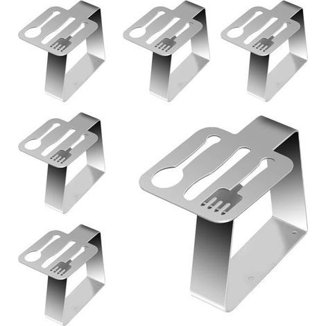 Special 6-piece tablecloth clips, thickened stainless steel, creative dining table clamp, tablecloth holder (1/5)