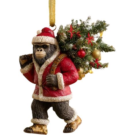 Ornement De Noël Sasquatch - Impression Hd Double Face - Décor Pour Arbre De Noël, Cabane Et Intérieur Inspiré Par La Nature - 1 Pièce (1/5)