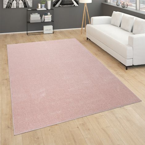 Paco Home Tappeto per soggiorno tinta unita pelo corto semplice e moderno, in rosa 200x280 cm
