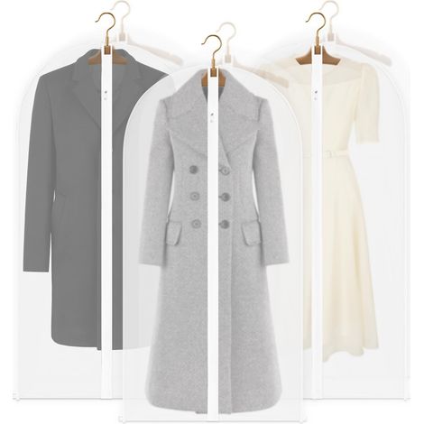 6 Pièces Housses de Vêtements à Suspendre, Housse Costume Transparent avec Zip 120 x 60 cm, Plastique Vetement Anti Poussière Mite, pour Costume, Chemise, Veste, Robe (1/5)