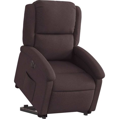 vidaXL Poltrona Alzapersona Reclinante Elettrica Marrone Scuro Tessuto (1/5)