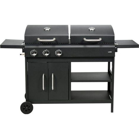 Lund 99649 barbacoa 2 en 1 carbón y gas negra