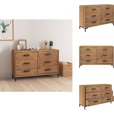 Buffet Marron 110x35x70 cm Bois de pin massif - Buffet Vintage - Buffet Rustique - Meuble Rangement - Commode Tiroir - Mobilier Salon (1/5)