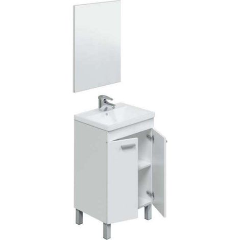 Mueble lavabo cerámico y espejo Konce en acabado blanco 80 cm(alto)50 cm(ancho)40 cm(largo) (1/6)