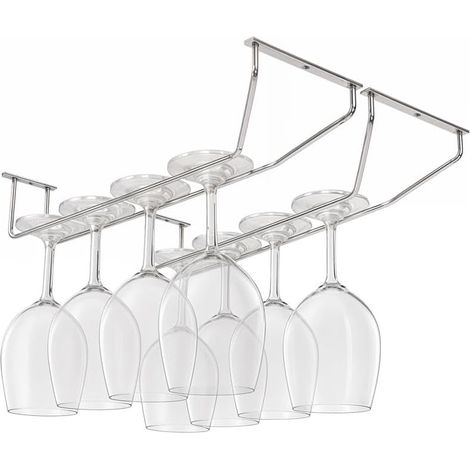 Lot de 2 Porte Verres Suspendu en avec Vis - Support Verre a Pied Suspendu de 35 x 11 cm - Rangement Verre a Pied pour Bar et Cuisine