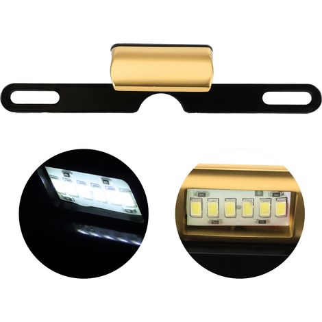 Plaque d'immatriculation LED 6 lampe pour moto, feu arrière CNC aluminium doré, éclairage de plaque universel, support de plaque lumineux moto (1/5)