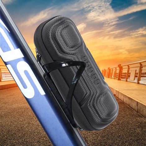 Sacoche de rangement pour vélo étanche avec fermeture éclair et porte-bidon, idéale pour les réparations et les porte-outils. (1/5)