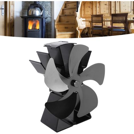 Ventilateur de cheminée, ventilateur thermique, chauffage au poêle à pétrole, poêle à bois, ventilateur thermique auto-générateur, noir (1/5)