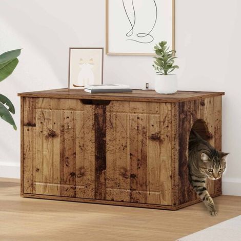 Maison pour chat, bois antique, 85 x 55 x 50,5 cm