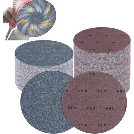 Discos de lijado cerámicos de 225 mm, 25 unidades, cierre de velcro, grano 60, para lijar y pulir madera y metal.