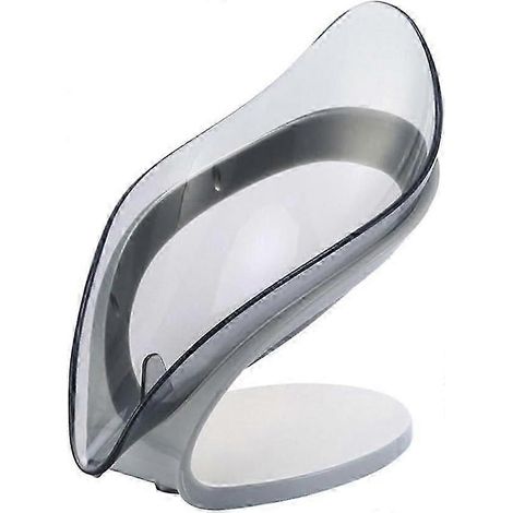 Porte-savon en forme de feuille, porte-savon auto-drainant pour savon solide, boîte à savon avec ventouse pour douche, salle de bain, évier de cuisine - Gris (1/4)