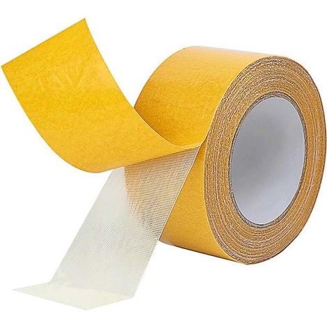 Ruban adhésif double-face - AVIZAR - 5 cm x 20 m - Forte résistance - Anti-étirement - Jaune (1/5)