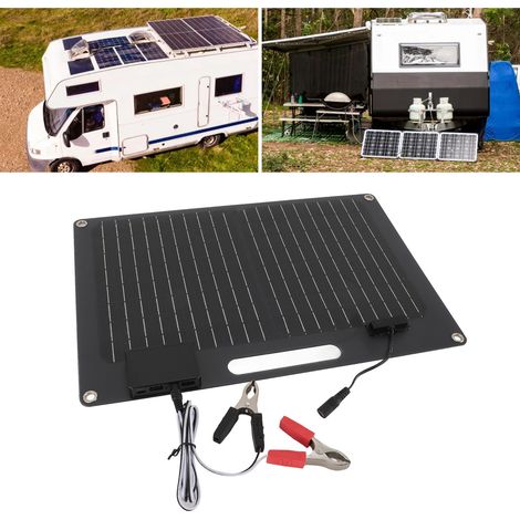 Tragbares 100-W-Solarpanel mit 2 USB-Anschlüssen, 12-V-/24-V-Schnellladefunktion, monokristallines ABS-Solarpanel (1/5)