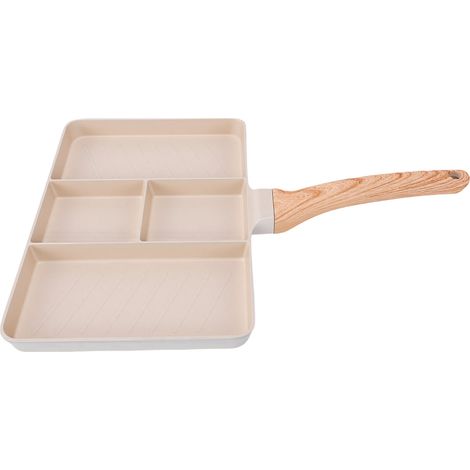 Antihaftbeschichtete Grillpfanne mit 4 Fächern, vielseitig einsetzbar für Frühstück, Eier und Steaks, leicht zu reinigen. (1/5)