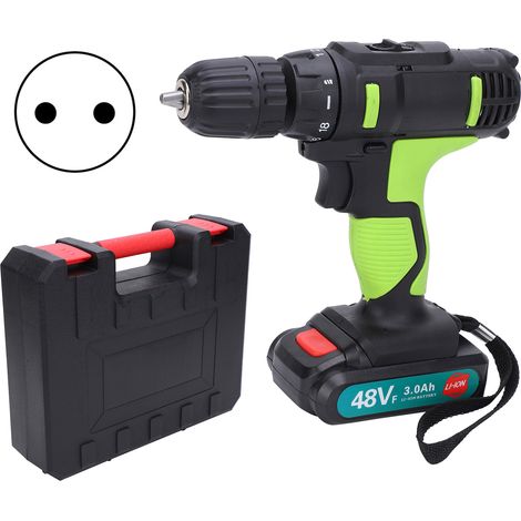 Perceuse sans fil 2 vitesses, batterie lithium, pistolet visseuse, outil de perçage à percussion, prise UE AC100-240V (1/5)