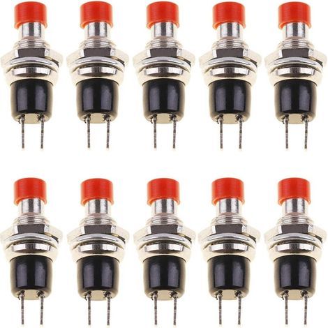 10pcs PBS-110 PBS-105B Mini micro bouton poussoir sans verrouillage interrupteur d'allumage/d'arrêt instantané rouge (normalement fermé) (1/5)