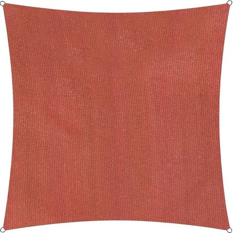 Voile d'ombrage Cordes de Fixation incluses Carré 3.6 x 3.6mètres Protection Solaire 100% HDPE avec Le Filtre UV de Protection [Rouge] (1/5)