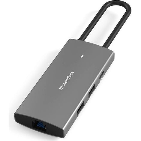 6-in-1 USB-C-Dockingstation, PD3.0 USB3.0-Hub + Gigabit-Ethernet (1/4)