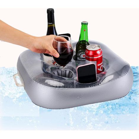 Porte-verre gonflable pour bar de piscine, 4 orifices, porte-verre flottant, en pvc de haute qualité, structure stable, idéal pour l'été, piscine, fête, piscine (1/5)