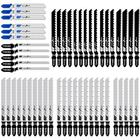 Lot de 52 Lames de scie sauteuse, Lame de scie à métaux professionnelle à haute teneur en carbone, 10 modèles, Lame de scie Idéal pour le bois, le plastique et le métal (1/4)