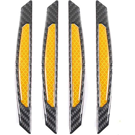 Lot de 4 autocollants de protection anti-rayures universels pour bords de portières de voiture, en fibre de carbone véritable noire réfléchissante ro (1/5)