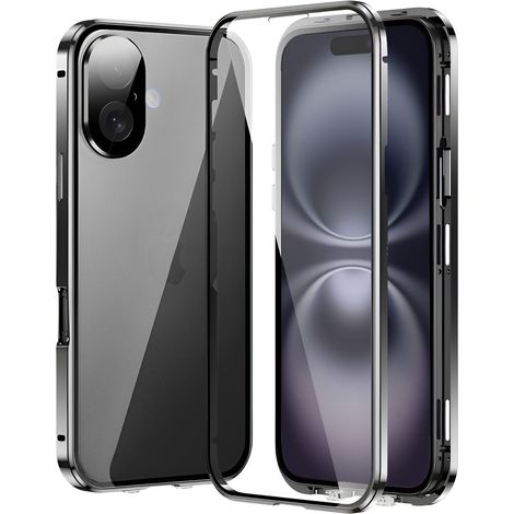 Funda para iPhone 16, magnética, doble cristal, negra. (1/5)