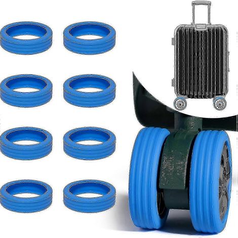 Ensemble de 8 protections de roues de valise en silicone bleu (1/5)