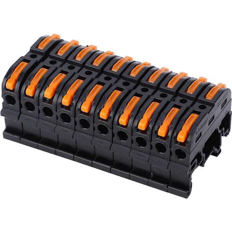 10 Stück PCT-211 Schienen-Drahtverbinder 0,2-4 mm Press-Schnellverdrahtungs-Klemmenblock (Schwarz)